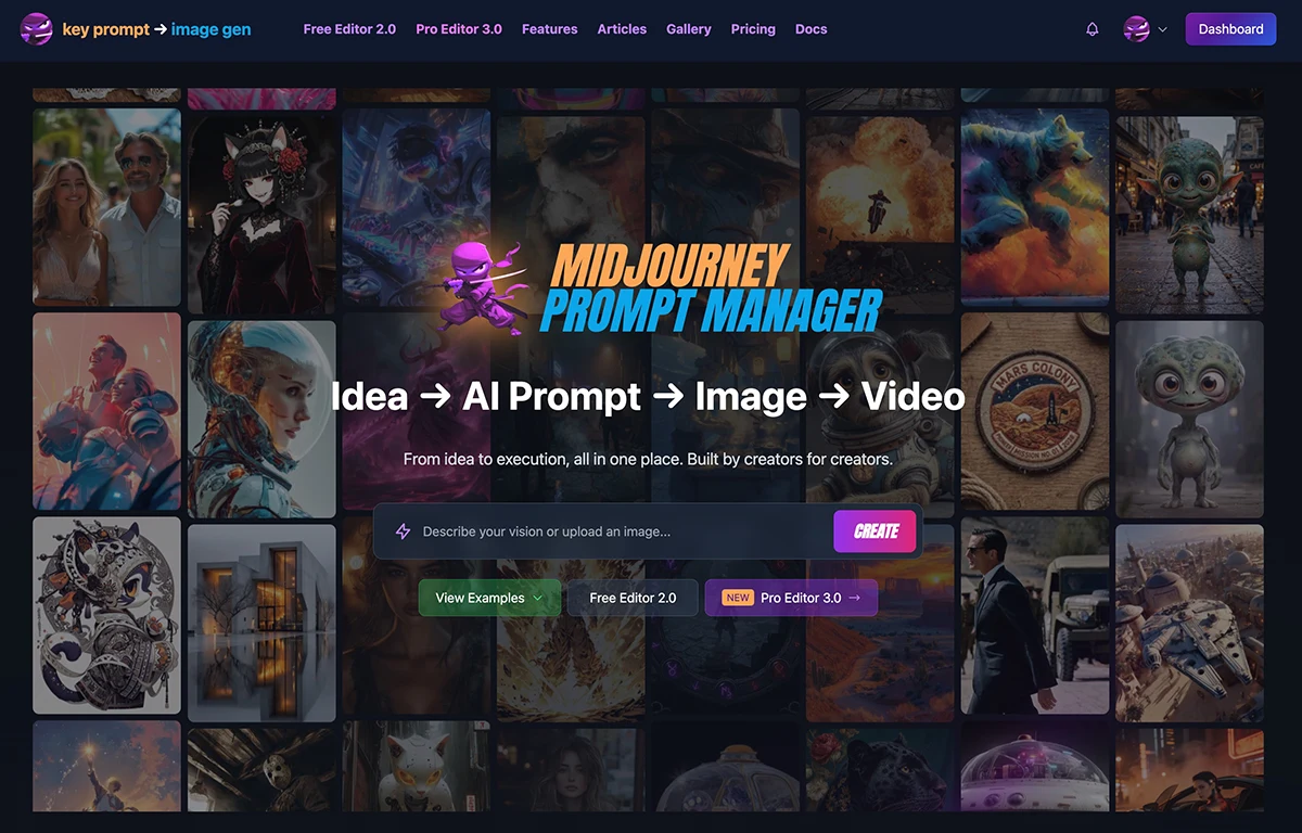 Midjourney Prompt Manager interface